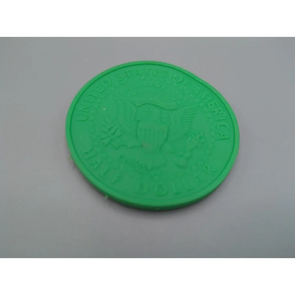 Novelty 1964 JFK Kennedy US‎ Half Dollar Eraser Green Rubber Error Coin Gag Gift